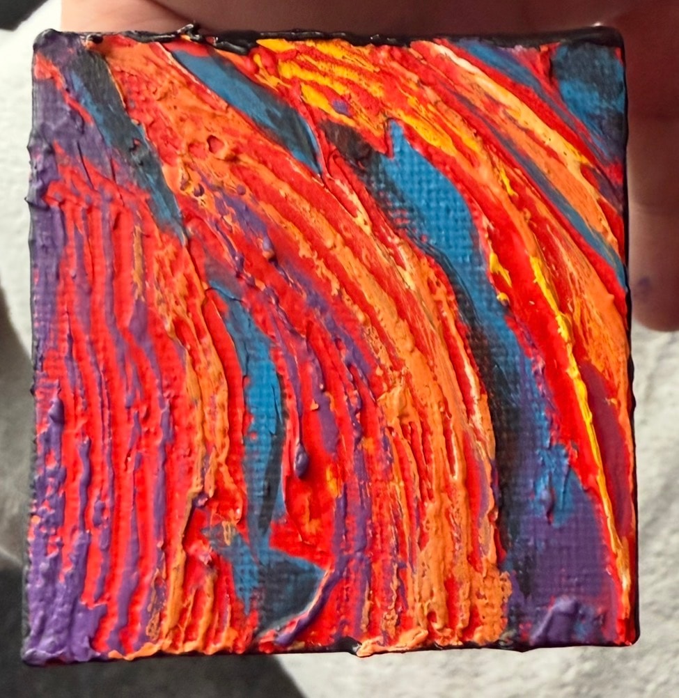 Fire and Thunder — $40 original caulk art mini painting by Jay the Painter, ships free to Youngstown Ohio