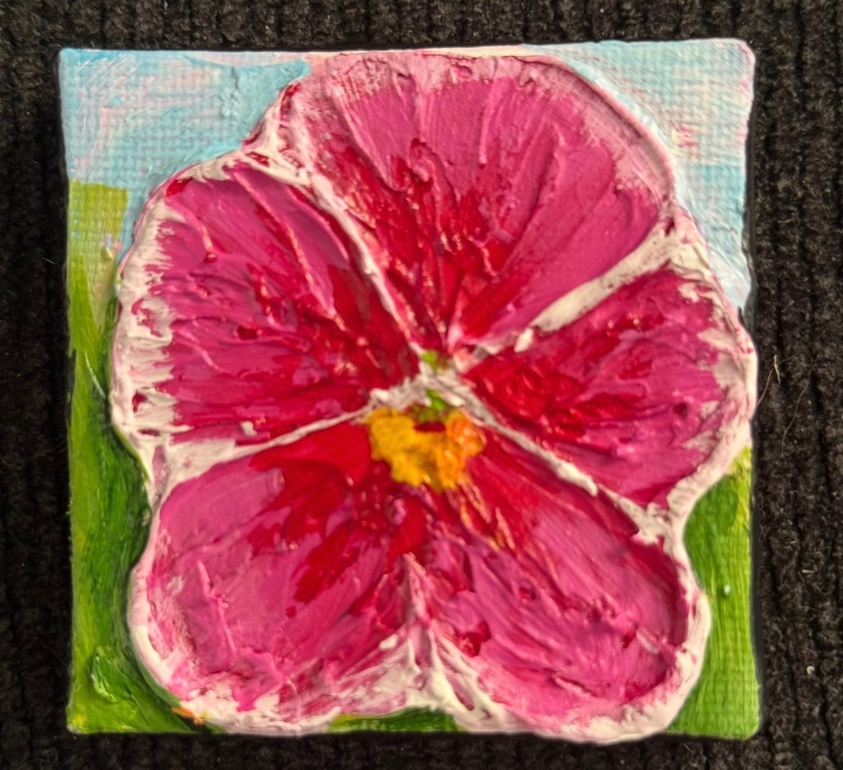 Pink Pansy Garden — $40 original caulk art mini painting by Jay the Painter, ships free to Cincinnati Ohio
