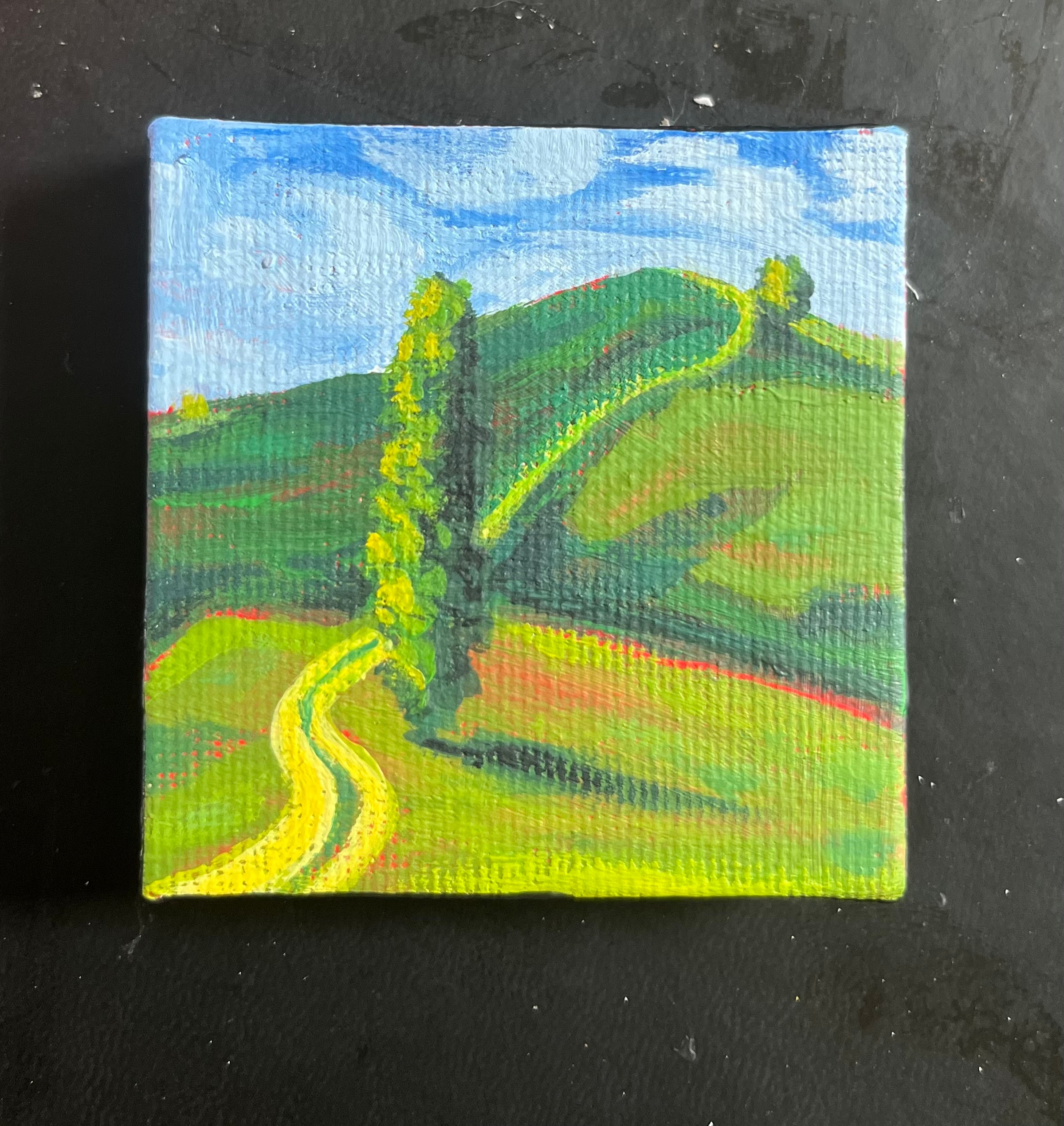 Rolling Green Hills — $40 original caulk art mini painting by Jay the Painter, ships free to Canton Ohio