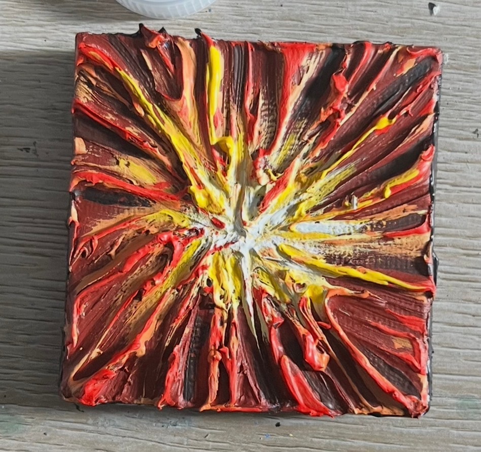 Solar Flare Burst — $40 original caulk art mini painting by Jay the Painter, ships free to Pittsburgh Pennsylvania